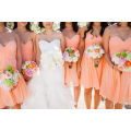 Wholesale Wedding Party Dresses Chiffon Sweetheart Bodice Short Peach Bridesmaid Dress R24